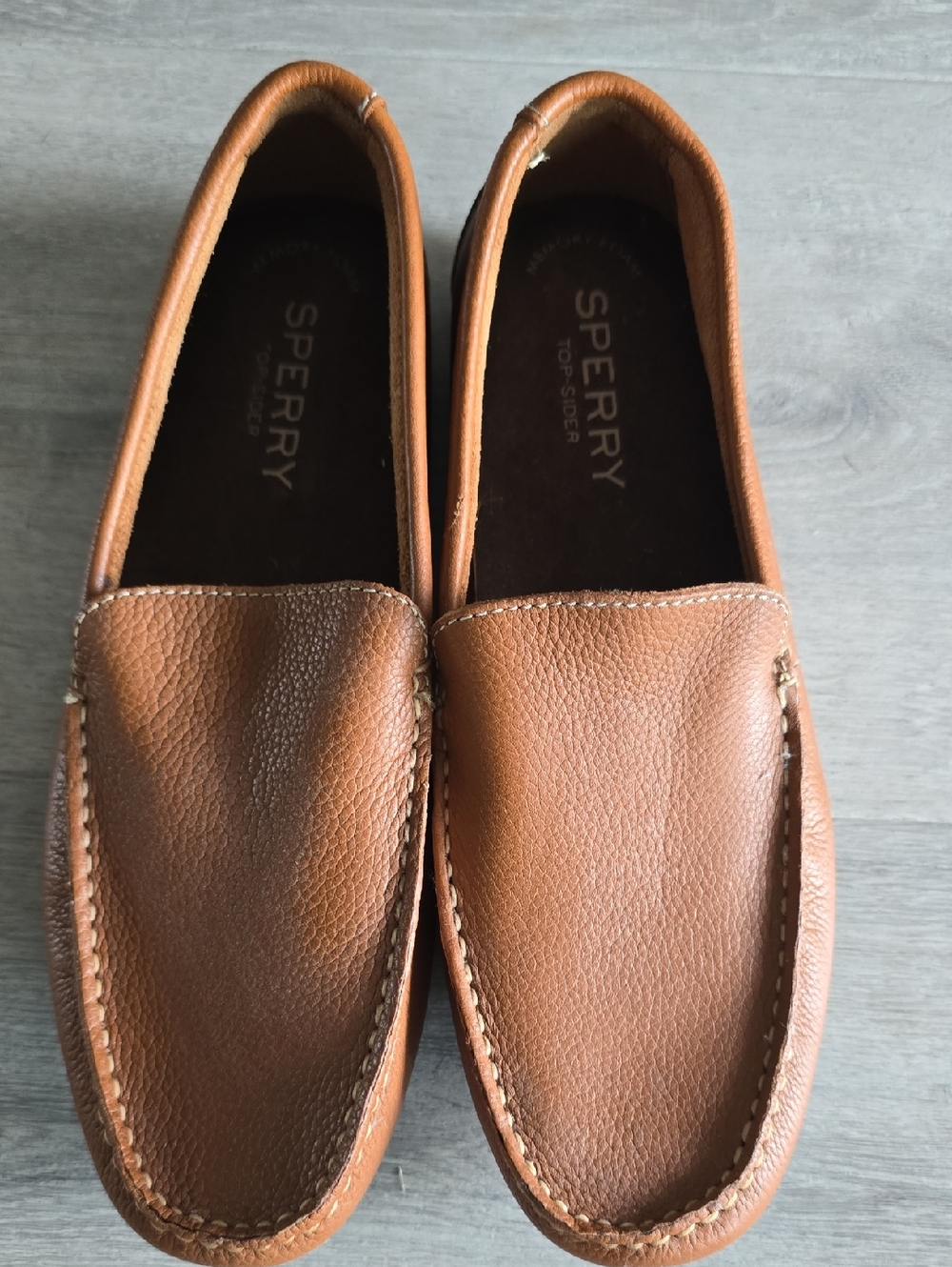 Sperry Tan Pebbled Leather Slip-On Loafers